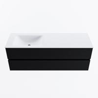 MONDIAZ VICA 140cm badmeubel onderkast Urban 2 lades. Wastafel CLOUD links zonder kraangat, kleur Talc. - thumbnail