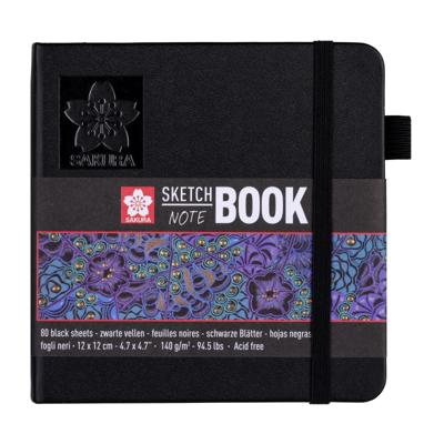 Schetsboek sakura 80 zwarte vellen 120x120mm zwart Schetsboek sakura 80 zwarte vellen 120x120mm zwart