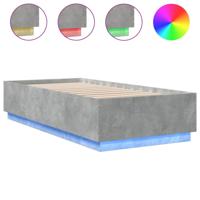 Bedframe met LED-verlichting bewerkt hout betongrijs 100x200 cm - thumbnail