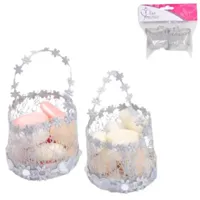 Mini cadeauverpakking mandjes zilvergrijs 10 cm 2 stuks | 24 stuks - thumbnail