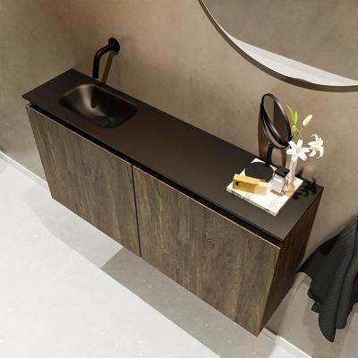 MONDIAZ TURE 100cm toiletmeubel dark brown. EDEN wastafel urban links geen kraangat