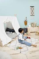 Wasbaar katoenen tapijt Mini Berbere Zwart & Wit - LORENA CANALS wit, bedrukt - thumbnail