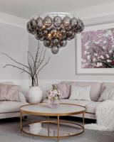 Smokeglazen hanglamp met 8 E27 fittingen ByRydens 'Gross Giant" - thumbnail