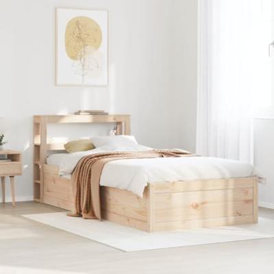 Bedframe met hoofdbord massief grenenhout 90x190 cm