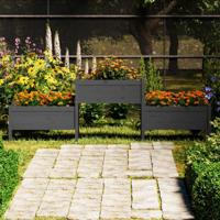 VidaXL Plantenbak 245,5x44x75 cm massief grenenhout grijs - thumbnail