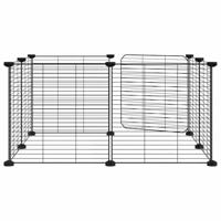 VidaXL Huisdierenkooi met deur 8 panelen 35x35 cm staal zwart - thumbnail