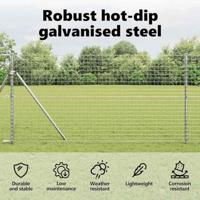 VidaXL Afrasteringspaal 7 pcs zilver staal - thumbnail