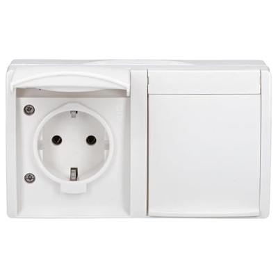 Busch-Jaeger 20/2 EW-54 Ocean (opbouw) Wandcontactdoos dubbel spatwaterdicht Wit