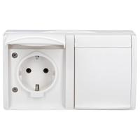 Busch-Jaeger 20/2 EW-54 Ocean (opbouw) Wandcontactdoos dubbel spatwaterdicht Wit - thumbnail