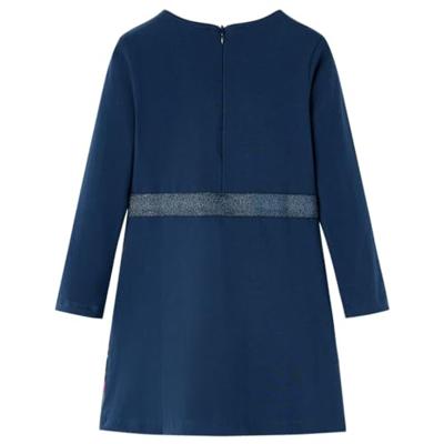 Kinderjurk met lange mouwen hertenprint 140 marineblauw - thumbnail