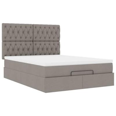 Ottoman bed met matras 140x200cm stof taupe