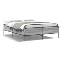 Bedframe bewerkt hout metaal grijs sonoma eiken 135x190 cm - thumbnail