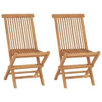 Tuinstoelen inklapbaar 2 st massief teakhout - thumbnail