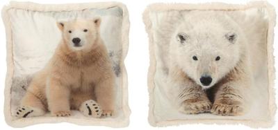 Kussen ijsbeer polyester wit/beige s 40x40x15 cm 1 stuk Jolipa - Hortus