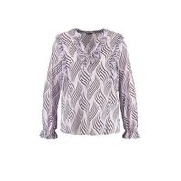MS Mode semi-transparante top met all over print en volant lila/wit - thumbnail