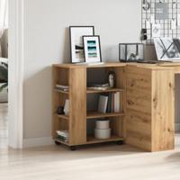 Rolkast 60x35x75 cm bewerkt hout artisanaal eikenkleurig - thumbnail