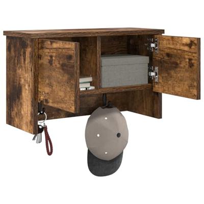 Wandgemonteerde kapstok met plank Gerookt eiken 50 x 20 x 30 cm