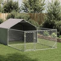 Hondenkennel met ren 5x2x1,5 m gegalvaniseerd staal - thumbnail