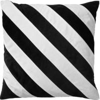 Dutch Decor - PEBBE - Kussenhoes velvet 45x45 cm - raven - zwart - wit - strepen - thumbnail
