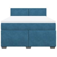Boxspring met matras fluweel donkerblauw 140x190 cm - thumbnail
