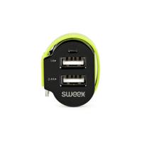 Autolader 3-Uitgangen 6 A 2x USB / Micro-USB Zwart/Groen - thumbnail