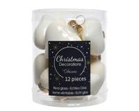 12 Glazen hartjes 40 mm wol wit KSD Decoris - Decoris - thumbnail