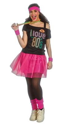 I Love 80's Verkleedset Fuchsia Jessica (7-delig)