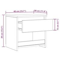 Nachtkastje 40x30x39 cm bewerkt hout oud houtkleurig - thumbnail