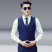 Mannen vest slank Koreaans werkkleren pak vest groomsmen professionele slijtage mannen vest maat: XL (marineblauw) - thumbnail