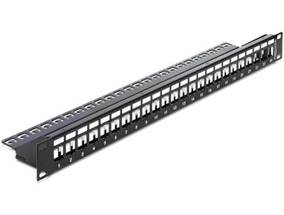 Delock 43277 24 poorten Netwerkpatchpaneel 483 mm (19) Zonder connectoren 1 HE Zwart Niet ingericht