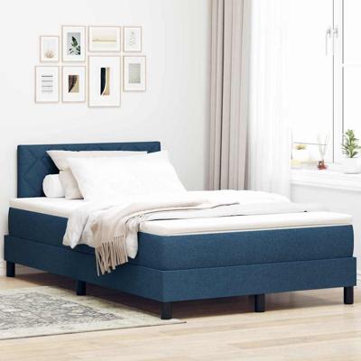 Boxspring Bed met Matras & LED Blauw 120x200 cm Stof