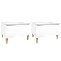 Bijzettafels 2 st 50x46x35 cm bewerkt hout hoogglans wit - thumbnail