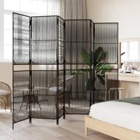 Kamerscherm 6 panelen poly rattan zwart - thumbnail