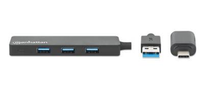 Manhattan 180863 180863 USB-hub 4 poorten USB-A USB 3.0 5 GBit/s Zwart
