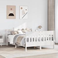 Bedframe zonder matras massief grenenhout wit 140x190 cm - thumbnail