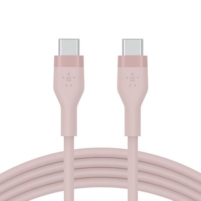 Belkin BoostCharge Flex siliconen USB Type C/C-kabel, USB-IF-gecertificeerde PD-snellaadkabel voor iPhone 16, iPhone 15 Plus/Pro/Pro Max, Samsung Galaxy S24, Pixel, iPad, Nintendo Switch, 1 m , roze