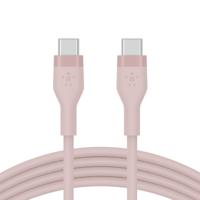 Belkin BoostCharge Flex siliconen USB Type C/C-kabel, USB-IF-gecertificeerde PD-snellaadkabel voor iPhone 16, iPhone 15 Plus/Pro/Pro Max, Samsung Galaxy S24, Pixel, iPad, Nintendo Switch, 1 m , roze - thumbnail