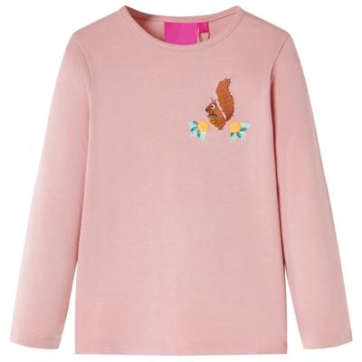 Kindershirt met lange mouwen eekhoornprint 128 lichtroze