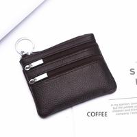 Echte lederen vrouwen kleine portemonnee verandering portemonnees rits kaarthouder portefeuilles (koffie) - thumbnail