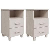 Nachtkastjes HAMAR 2 st 40x35x62 cm massief grenenhout wit - thumbnail
