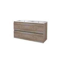 Basic-Line Start 46 Badkamermeubelset - 120 x 46 cm - Greeploos - 4 Lades - Keramische Wastafel - 2 Kraangaten - Scotch Oak - thumbnail