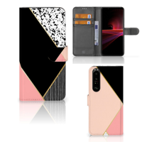 Sony Xperia 1 III | Book Case | Zwart Roze Vormen - thumbnail