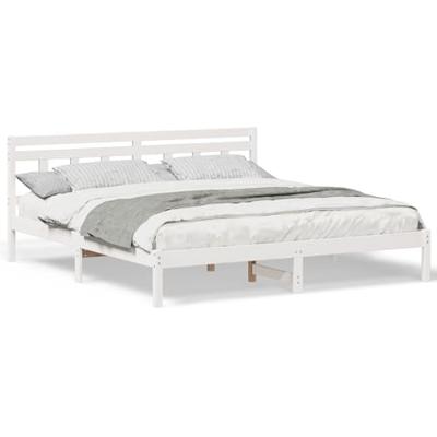 Bedframe met hoofdeinde Wit Massief grenenhout
