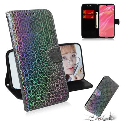 Voor Huawei Y7 Prime 2019 effen kleur kleurrijke magnetische Buckle horizontale Flip PU lederen draagtas met houder & kaartsleuven & portemonnee & Lan