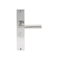 Hardbrass Deurkruk Ottawa op rechthoekig langschild sleutelgat 56mm - RVS - thumbnail