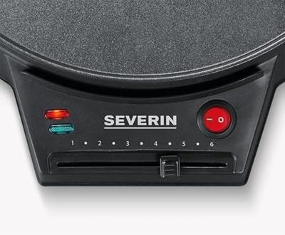 SEVERIN CM2198 - Crepiere diameter 30cm 1000W - Regelbare thermostaat - Inclusief crêpe spatel en houten deegverdeler - Zwart