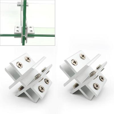 2 stks cross-type aluminiumlegering glas combinatie klem kabinet partitie Fixing clip gecliped 8-10mm