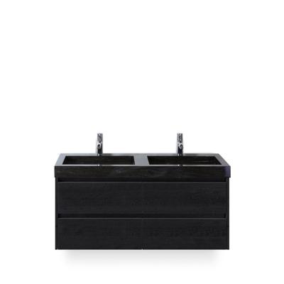Dante Badmeubelset 120 cm - Black Oak - Wastafel Hardsteen Wit Lucca Dubbel
