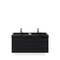 Dante Badmeubelset 120 cm - Black Oak - Wastafel Hardsteen Wit Lucca Dubbel - thumbnail