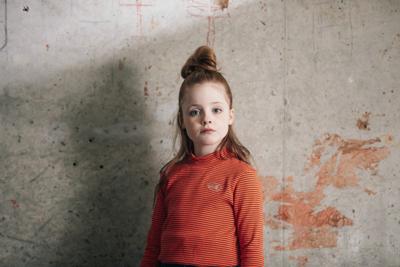 Tygo & Vito Girls Meisjes winter shirt - Longsleeve gestreept - Fiery Koraal